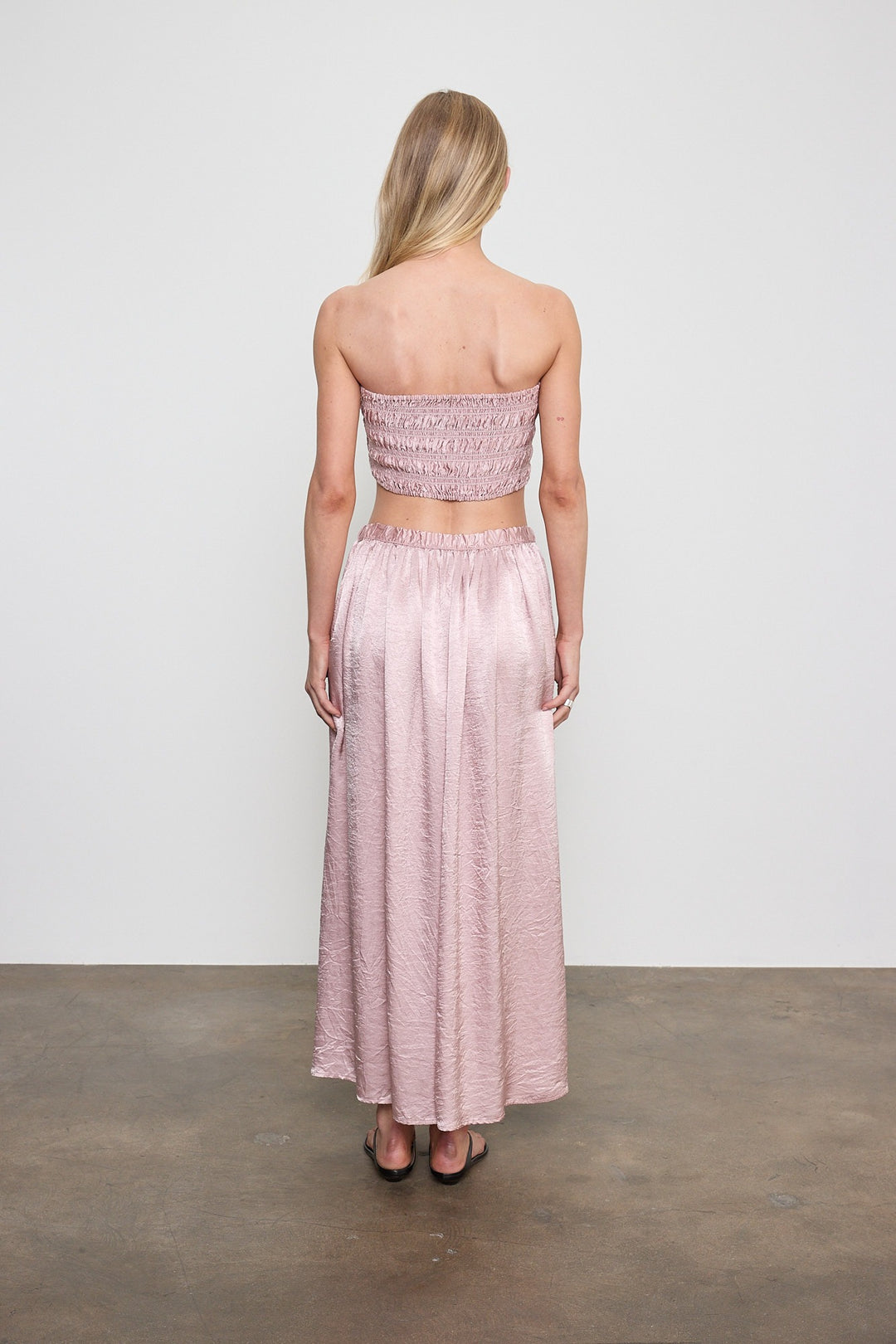 ENZA COSTA - Textured Satin Smock Top in Rose Blush