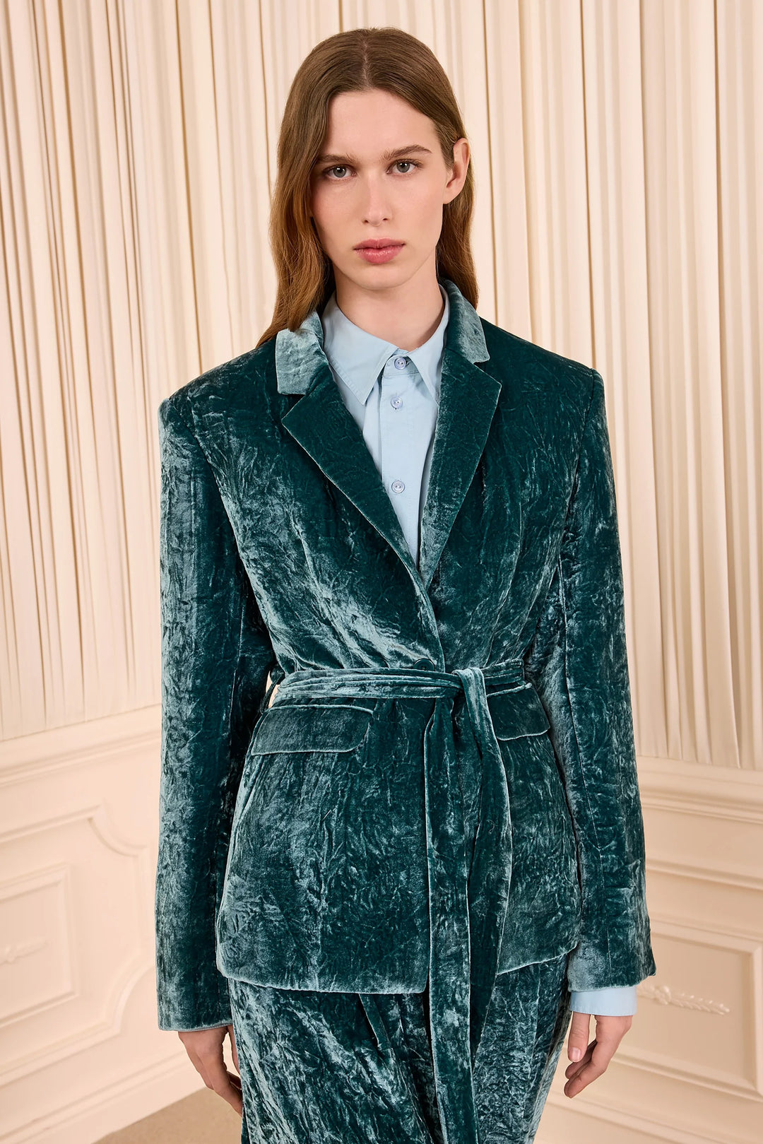 ULLA JOHNSON - Ellery Velvet Jacket in Jadeite 4