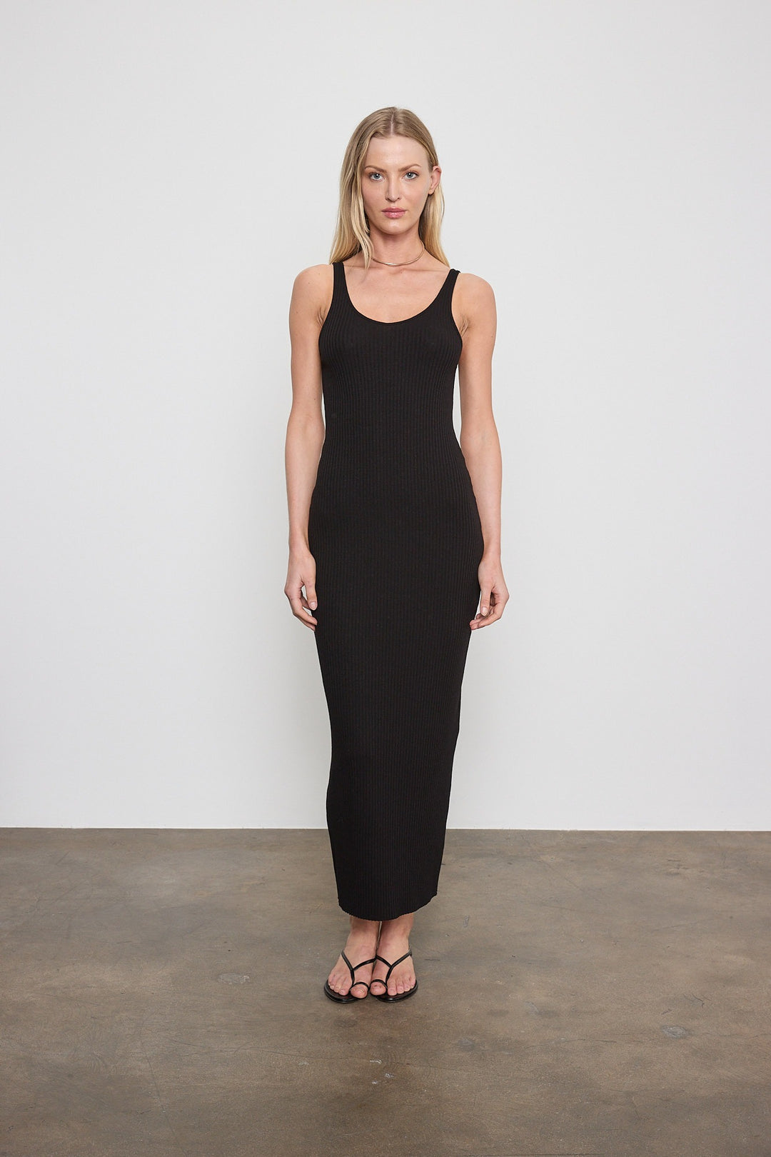 ENZA COSTA - Military Rib Slim Tank Dress in Black