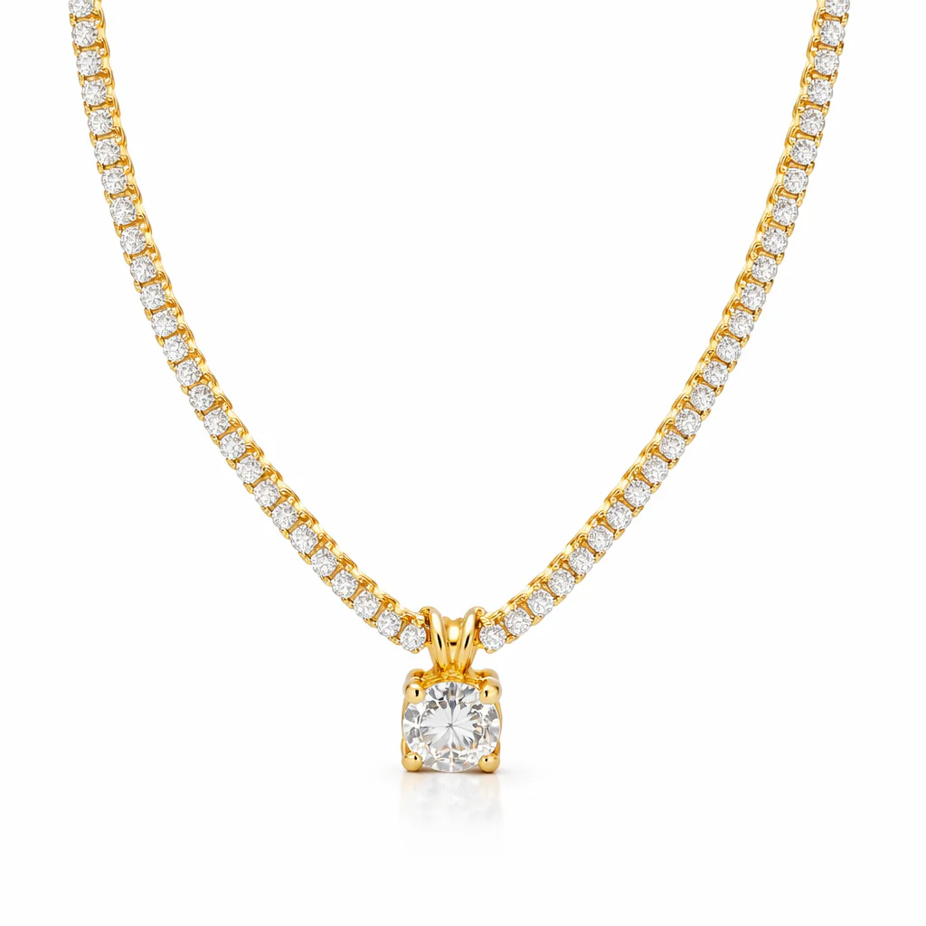ELLIE VAIL - Phoebe Tennis Pendant Necklace in Gold Jewelry