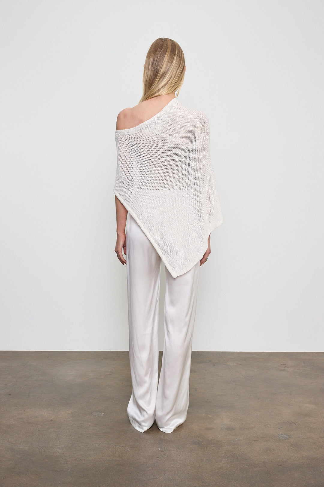 ENZA COSTA - Linen Open Knit Poncho in White