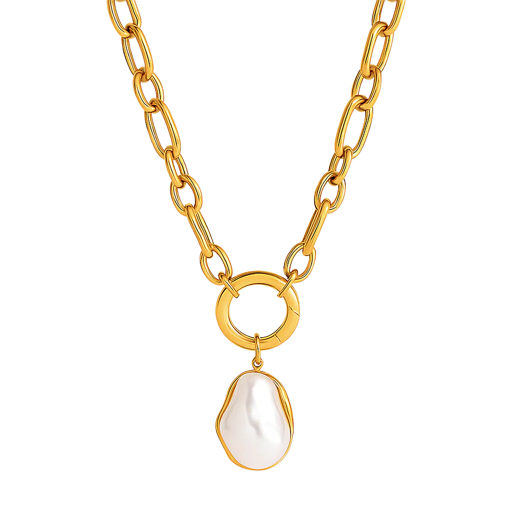 ELLIE VAIL - Langston Baroque Pearl Pendant Necklace in Gold