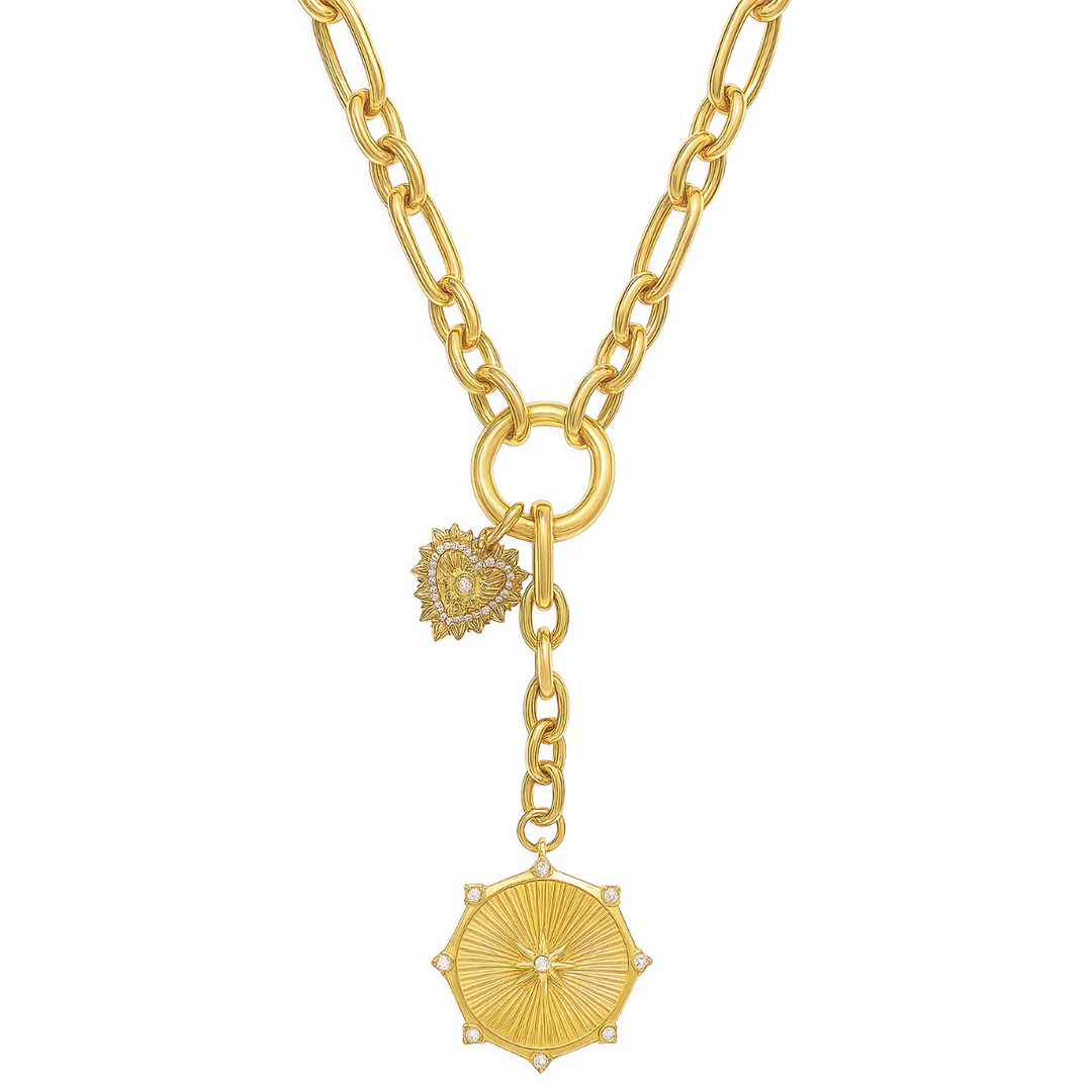 ELLIE VAIL - Linden Toggle Chain Medallion Lariat Necklace in Gold