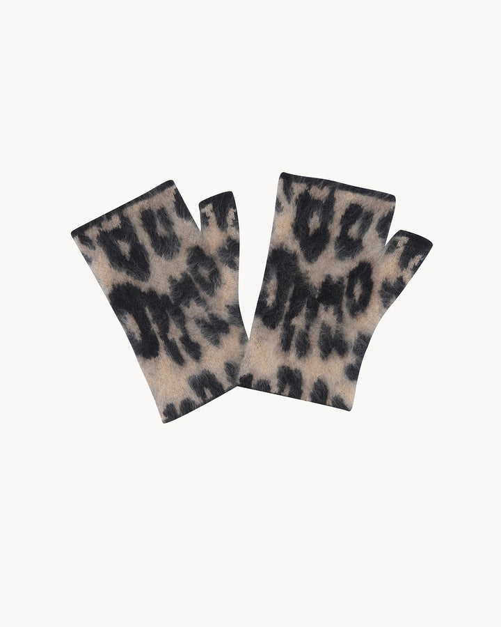 Kujten - Mini Sotchy Cashmere Mittens in Camel Leopard