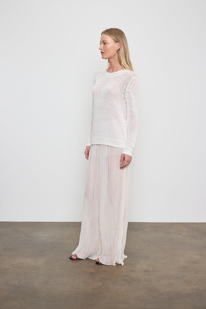 ENZA COSTA - Linen Open Knit Crewneck in White