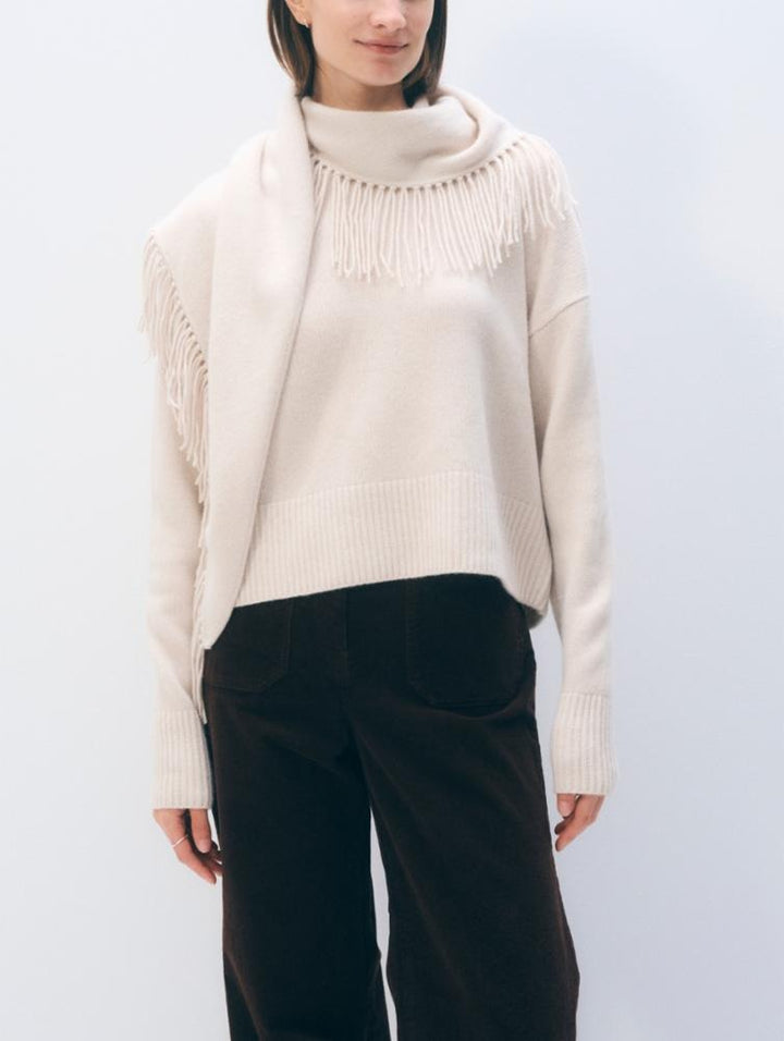 WHITE & WARREN - Scarf Sweater in Ivory