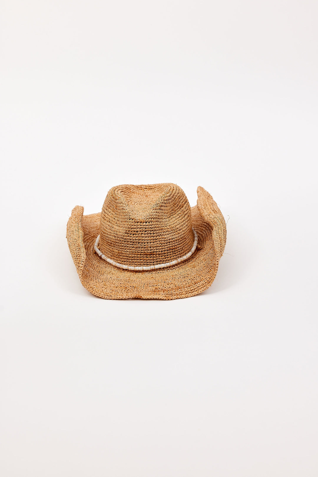 HAT ATTACK - Raffia Crochet Cowboy in Natural / Natural Beaded
