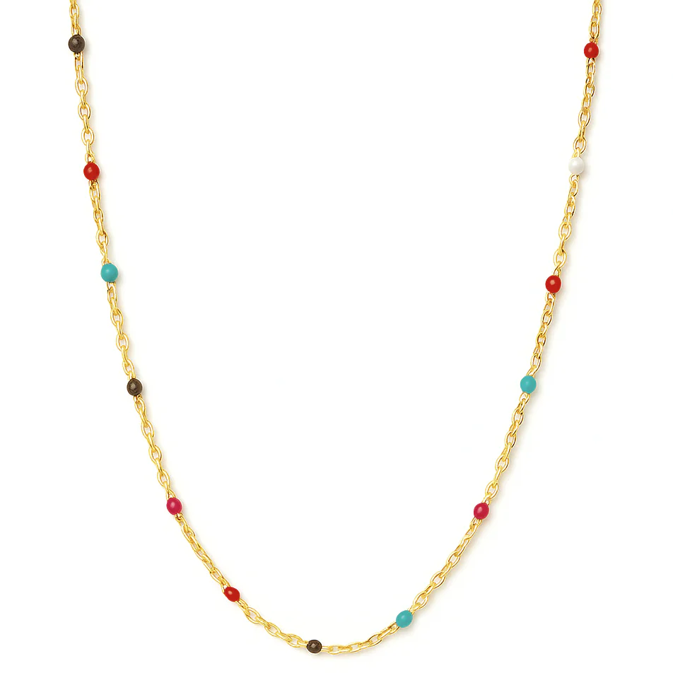ELLI VAIL - Gwen Colorful Dainty Enamel Beaded Necklace in Gold