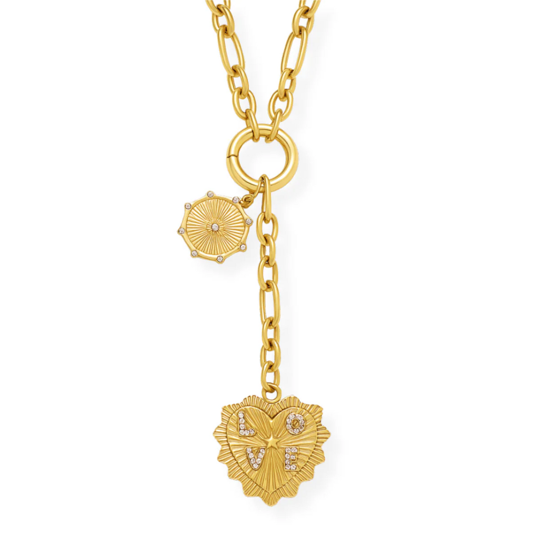 ELLIE VAIL - Nikita Toggle Chain Medallion Lariat Necklace in Gold