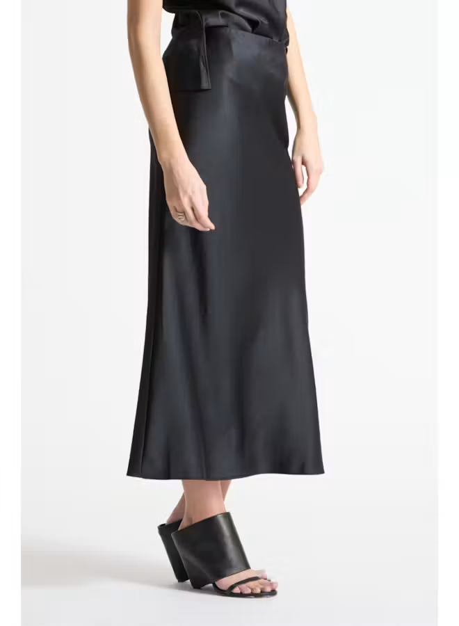 Saint Art New York - Talia Charmeuse Maxi Skirt in Black Skirts