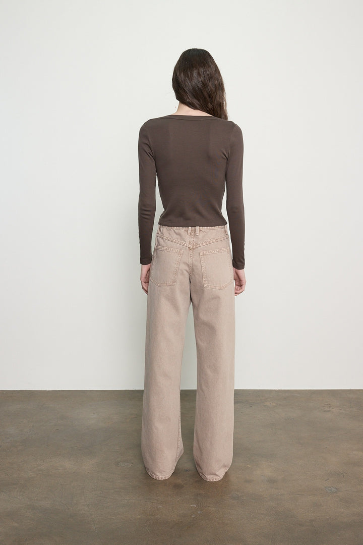 ENZA COSTA - Supima Cotton V-Neck Cardigan in Espresso