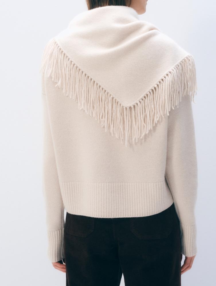 WHITE & WARREN - Scarf Sweater in Ivory