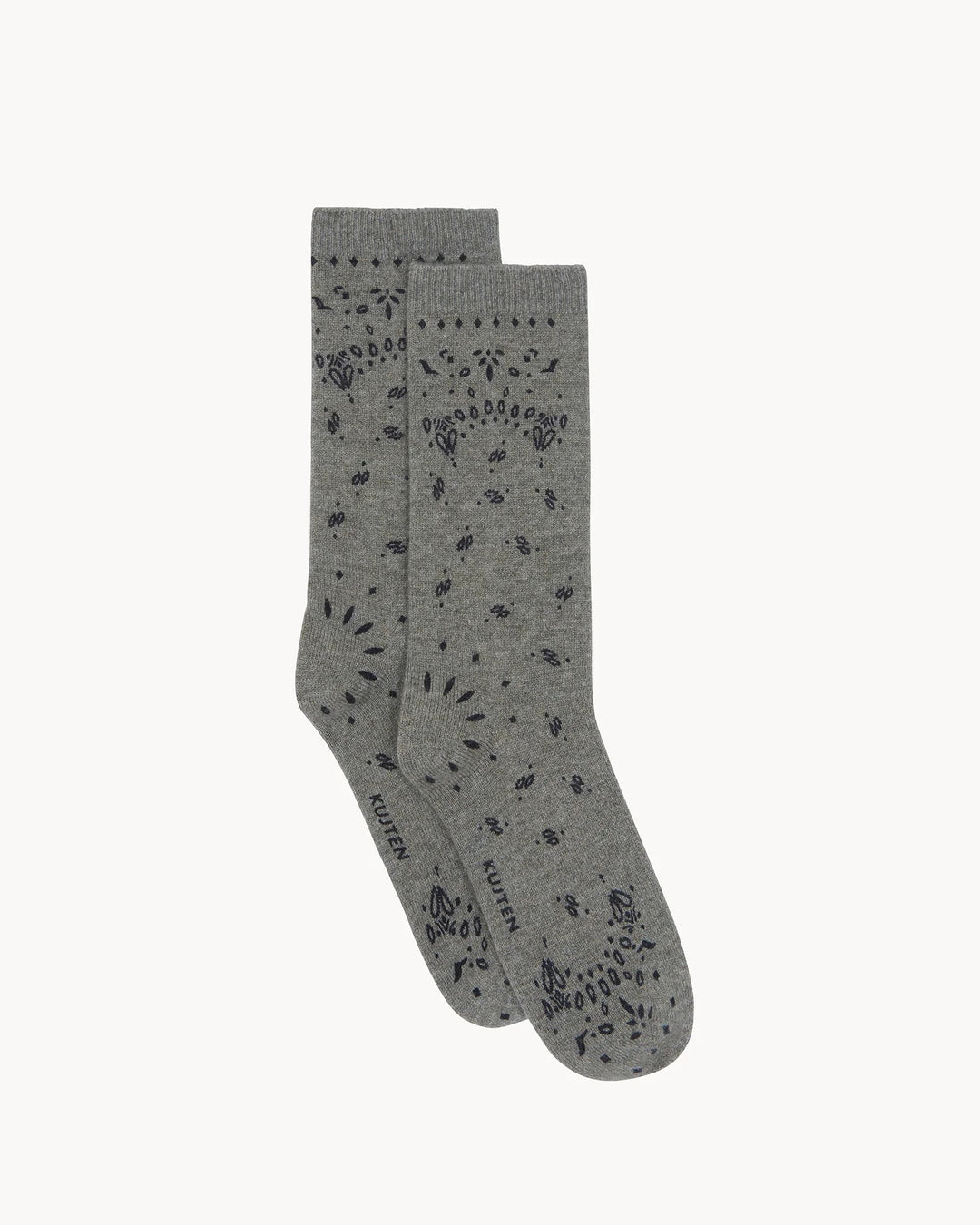Kujten - Sig Bandana Cashmere Socks in Marl Khaki