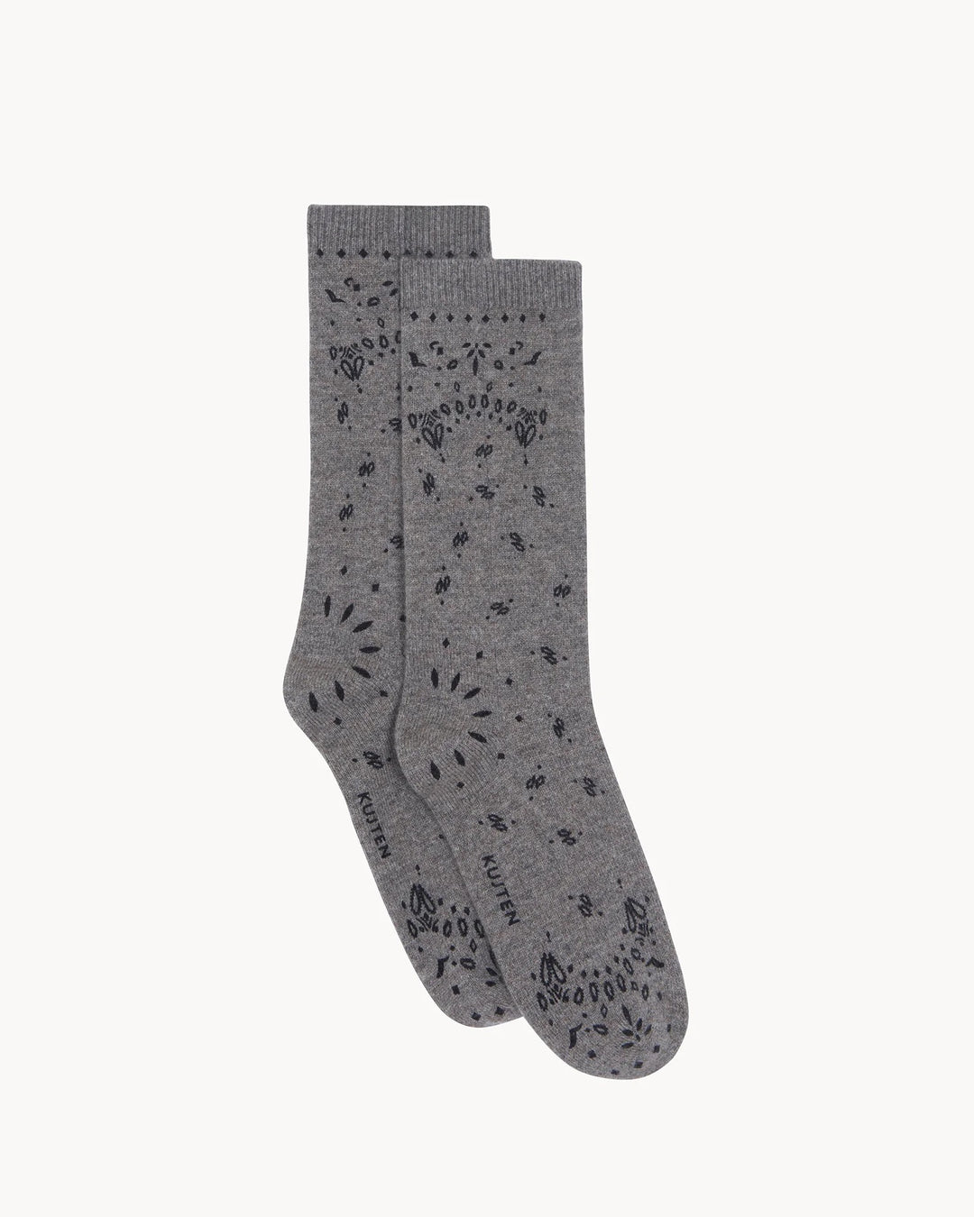 Kujten - Sig Bandana Cashmere Socks in Taupe