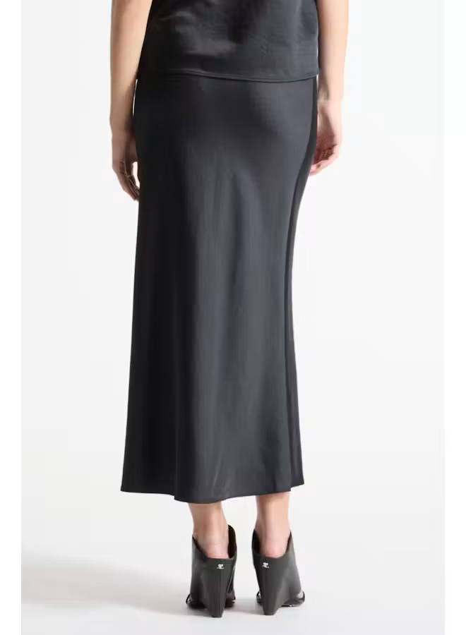 Saint Art New York - Talia Charmeuse Maxi Skirt in Black Skirts