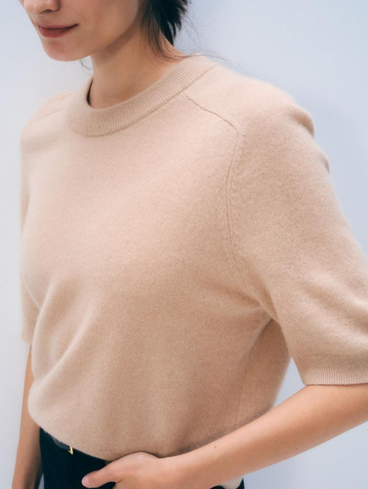 WHITE & WARREN - Cashmere Relaxed T-shirt in Muted Camel