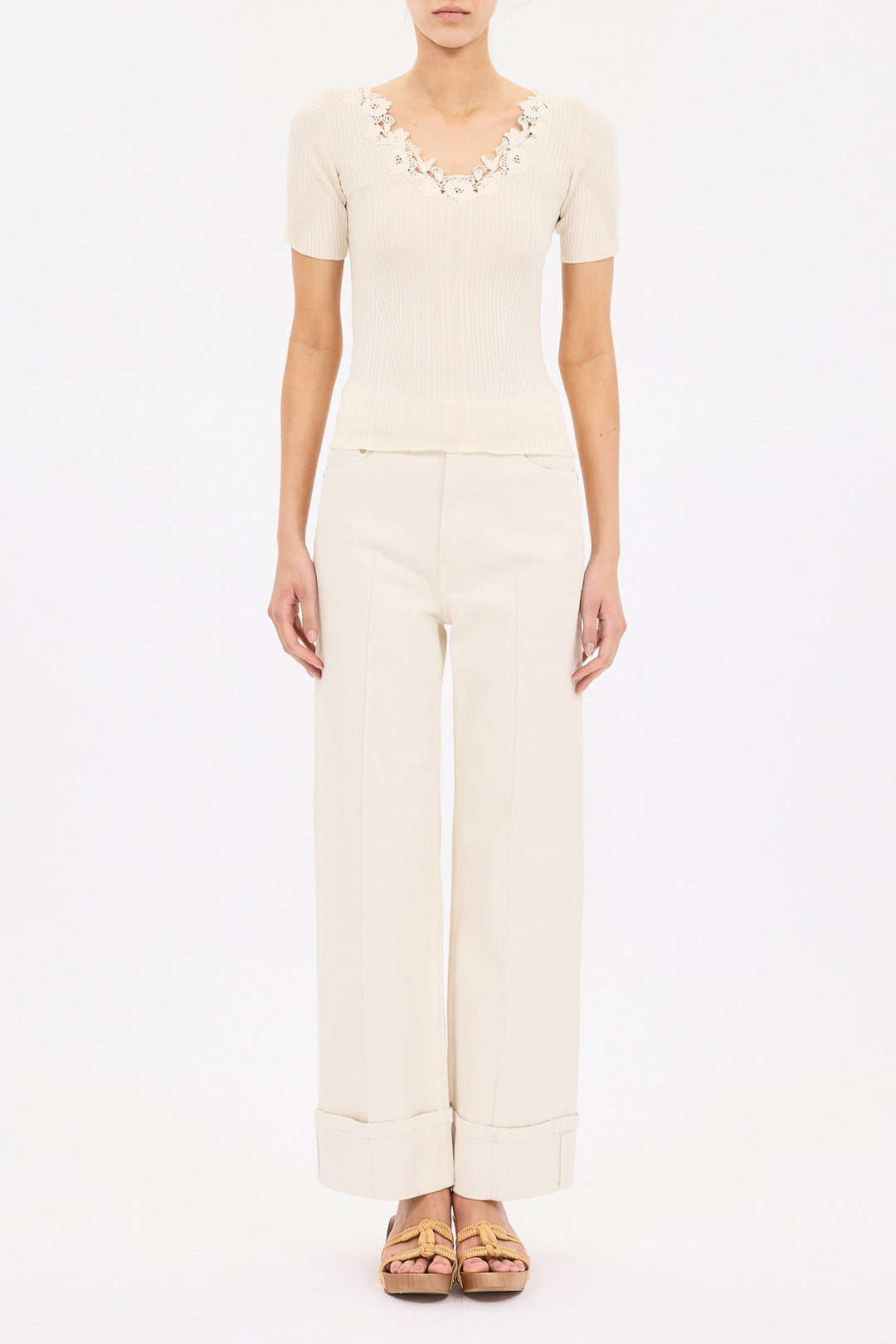 ULLA JOHNSON - The Stretch Genevieve Pintuck Jean in Cowrie