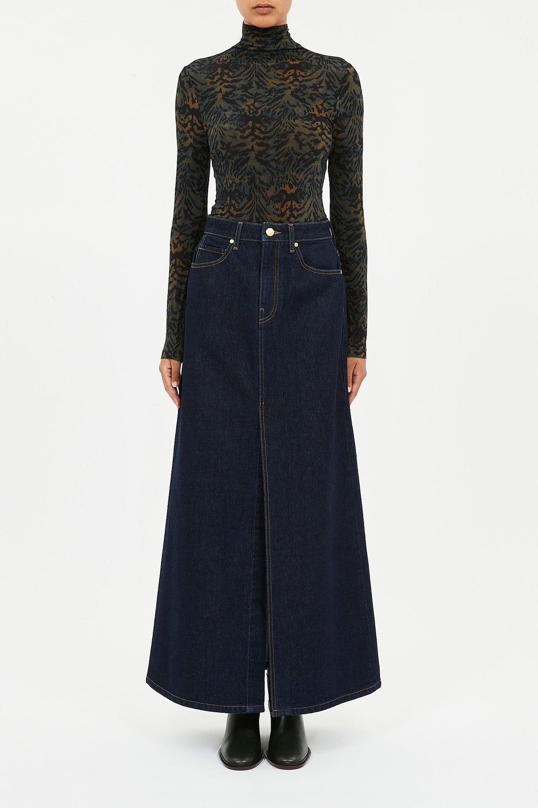 Ulla Johnson - Aurelia Jersey Long Sleeve Turtleneck Top in Desert Jasper