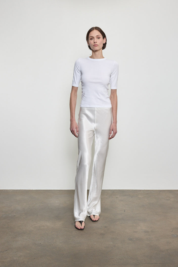 ENZA COSTA - Soft Cotton Half Sleeve Tee in White