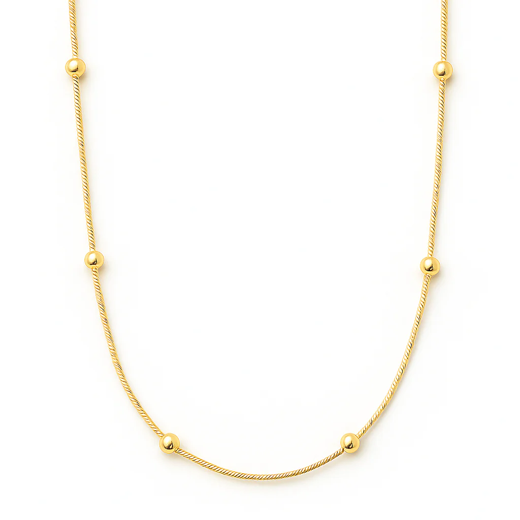 ELLIE VAIL - Rozlyn Beaded Ball Chain Necklace in Gold