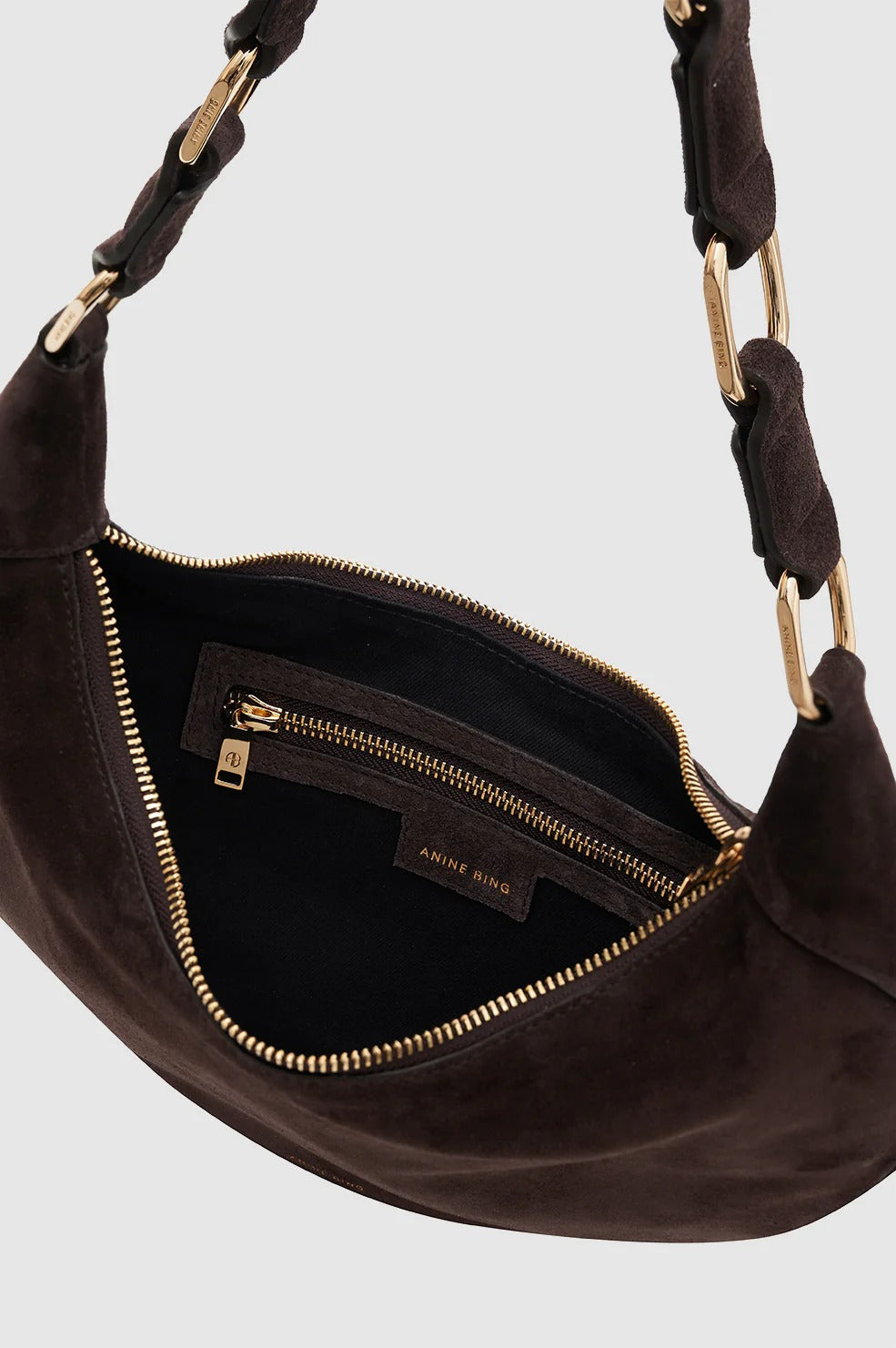 Anine Bing - Kate Hobo Bag in Dark Brown Suede