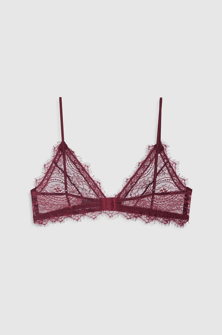 ANINE BING - Lace Bra with Trim in Burgundy Default