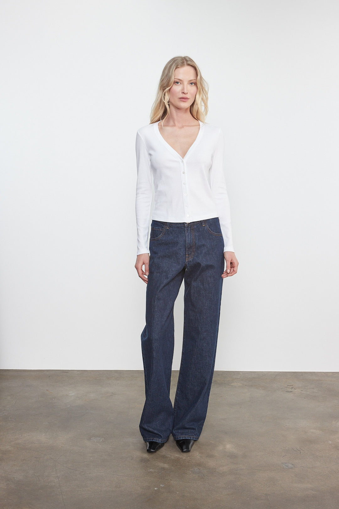 ENZA COSTA - Supima Cotton V-Neck Cardigan in White