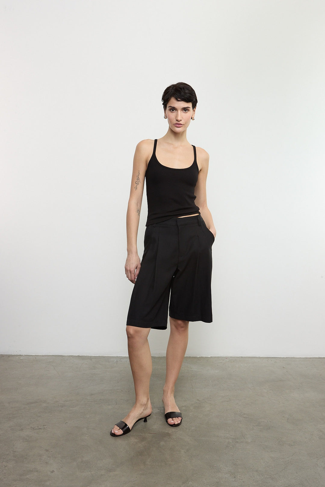 ENZA COSTA - Cotton Rib Cami in Black