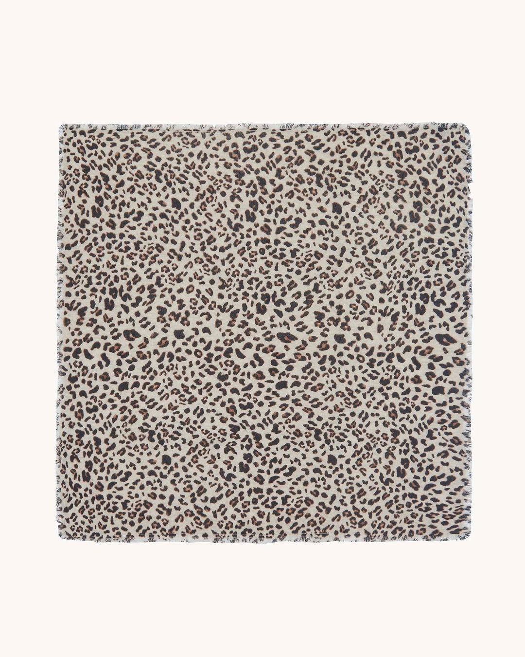 KUJTEN - Hachiko Leopard Printed Cashmere Bandana Scarf in Oats White