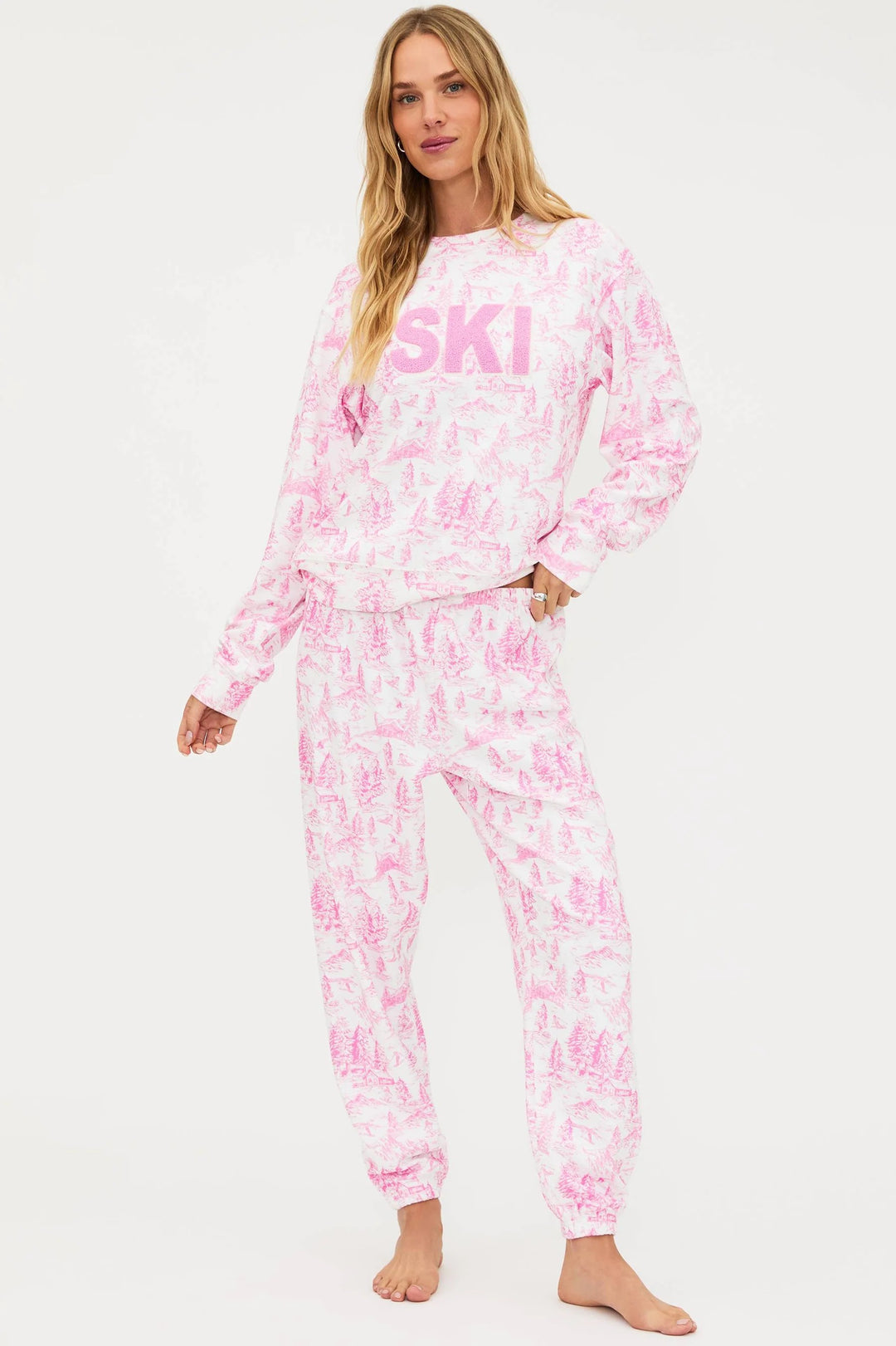 Beach Riot - Georgie Sweatpant in Powder Pink Toile