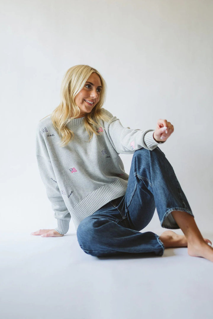BOAT WELL - Iconic Flag Sweater in Gray Sweaters
