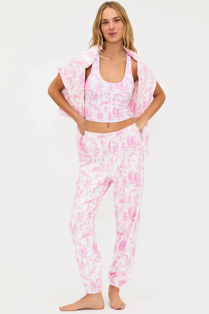 Beach Riot - Georgie Sweatpant in Powder Pink Toile