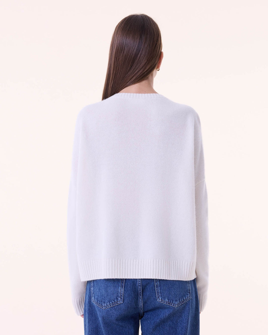 Kujten - Amelie Symbol Round Neck Cashmere Sweater in Organic Beige