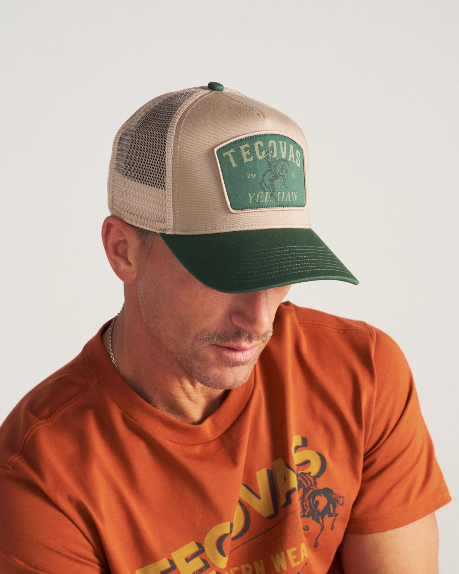 TECOVAS - Yee Haw Trucker Hat in Green Khaki