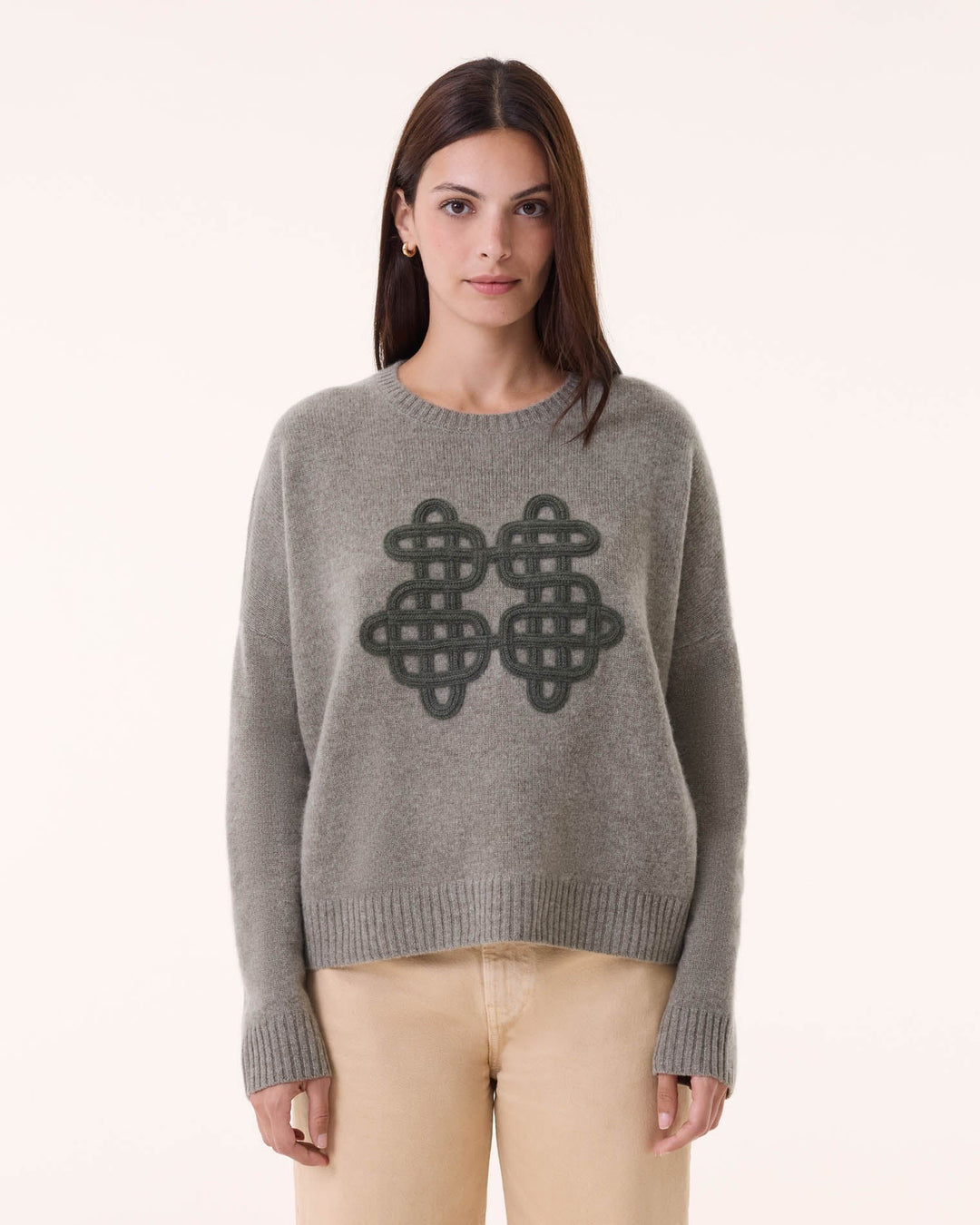 KUJTEN - Sweater Amelie Symbol in Dark Khaki