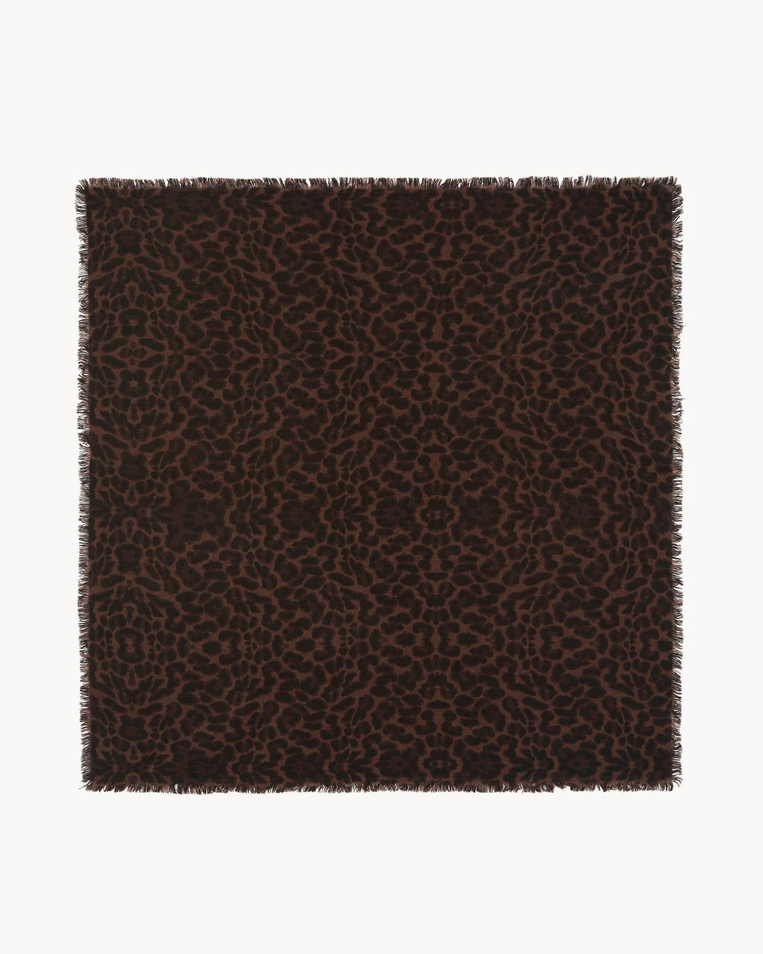KUJTEN - Hachiko Leopard Printed Cashmere Bandana Scarf in Brown/Marron