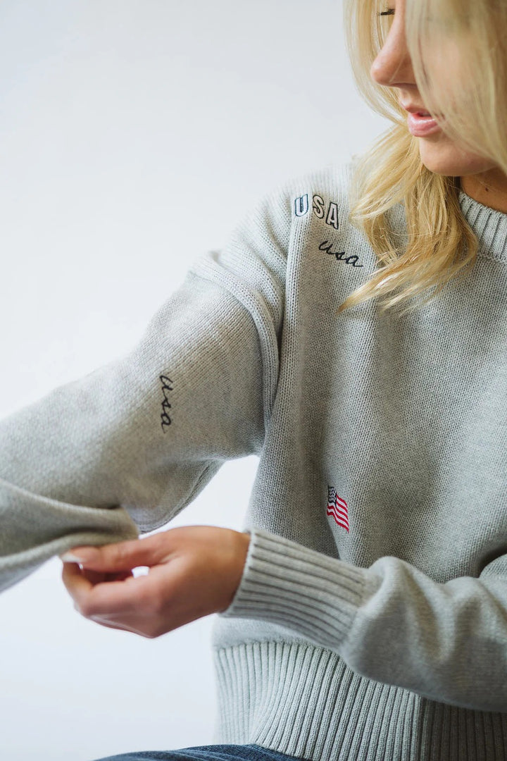BOAT WELL - Iconic Flag Sweater in Gray Sweaters