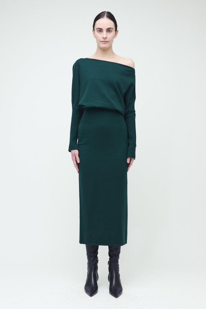 SIMKHAI - Janese Off Shoulder Midi Dress in Emerald