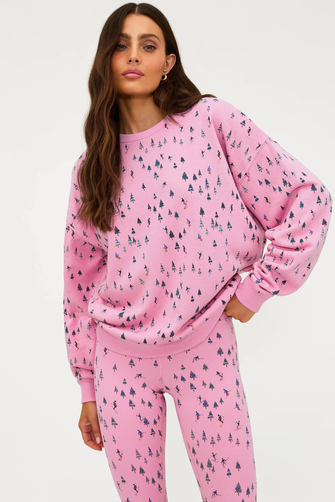Beach Riot - Devyn Oversized Sweatshirt in Pink Ski Patrol