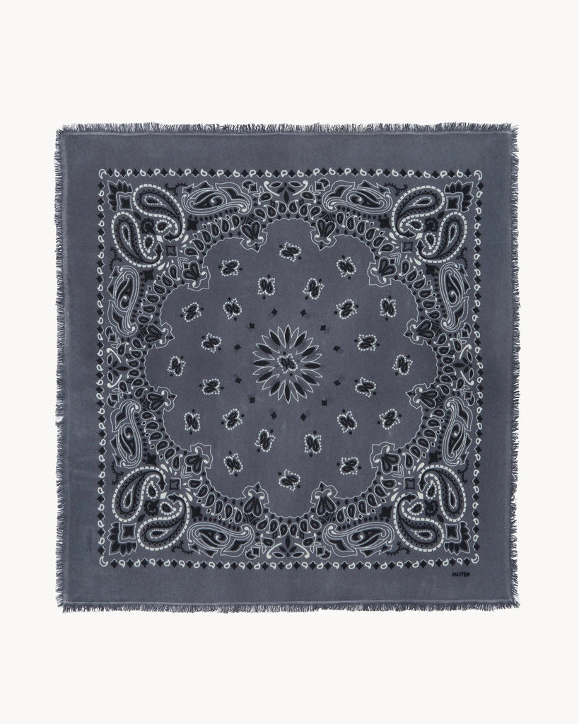 KUJTEN - Hachiko Bico Large Cashmere Bandana Scarf in Flannel Gray