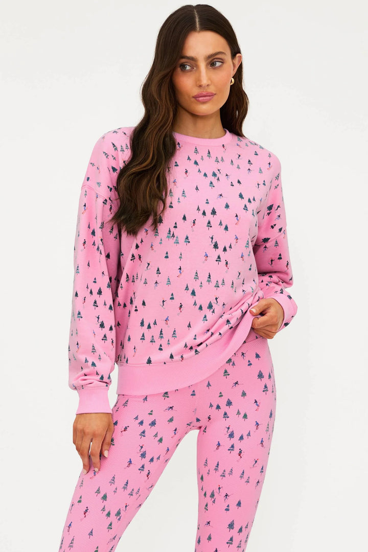 Beach Riot - Devyn Oversized Sweatshirt in Pink Ski Patrol
