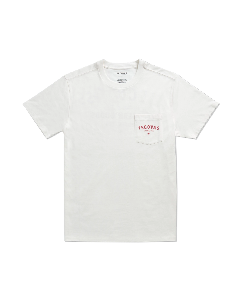 TECOVAS - Men's Fine Makes Pocket Tee in Bone/Red