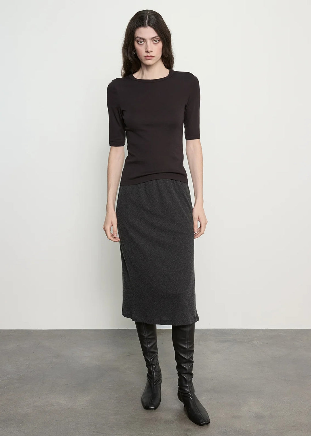 ENZA COSTA - Soft Cotton Half Sleeve Tee in Black T-Shirts