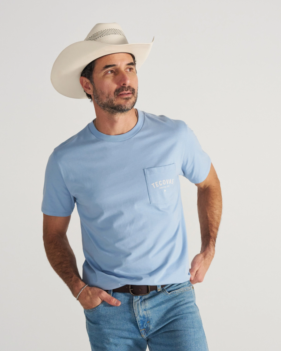 TECOVAS - Men's Fine Makes Pocket Tee in Chambray