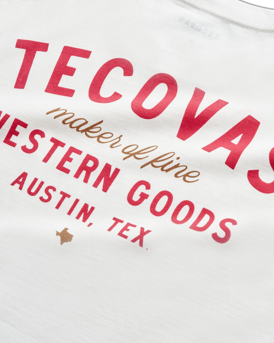 TECOVAS - Men's Fine Makes Pocket Tee in Bone/Red