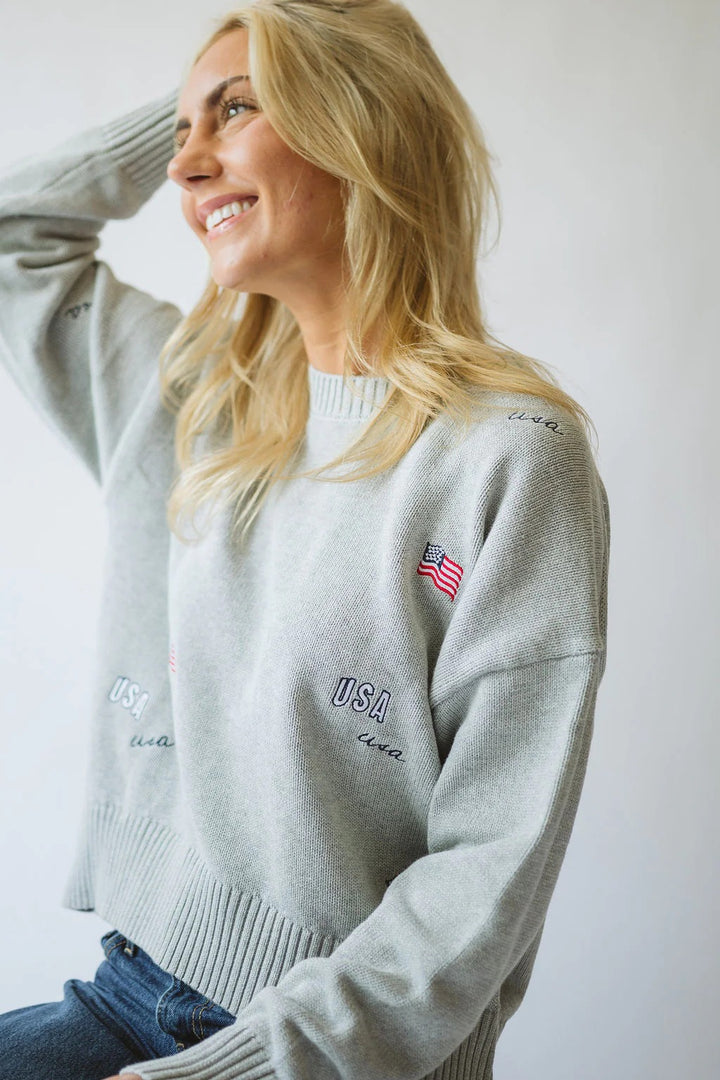 BOAT WELL - Iconic Flag Sweater in Gray Sweaters
