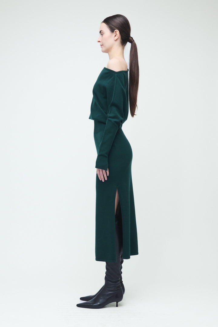SIMKHAI - Janese Off Shoulder Midi Dress in Emerald
