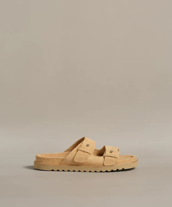 JENNI KAYNE - Suede Hutton Slide Sandal in Tan