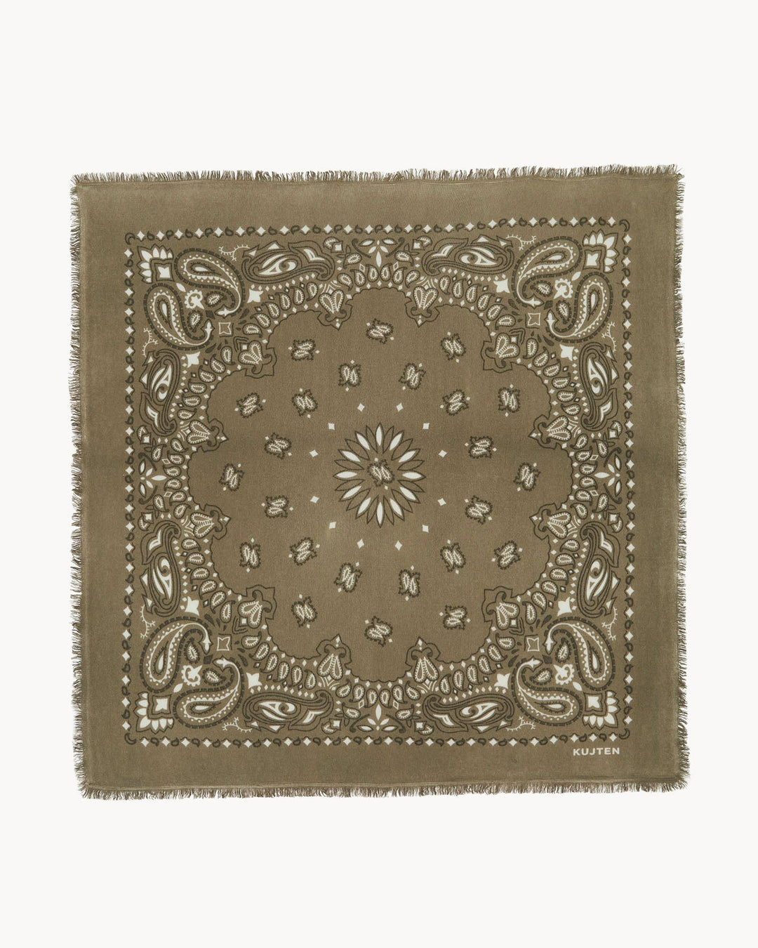 KUJTEN - Hachiko Bico Large Cashmere Bandana Scarf in Marl Khaki