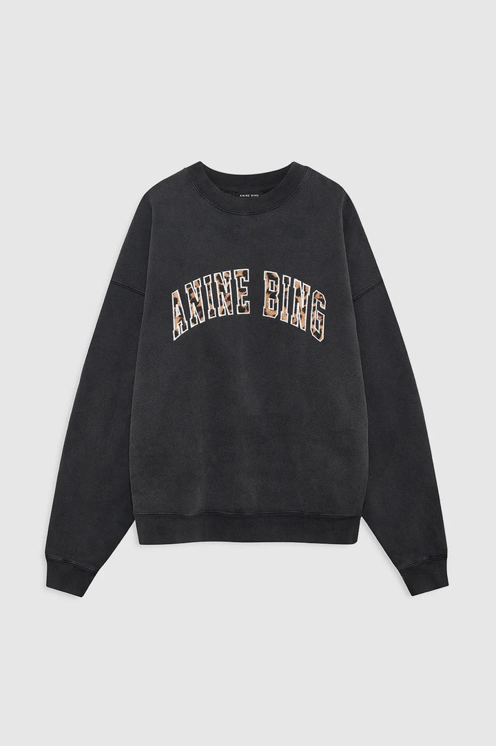 Anine Bing - Miles Sweatshirt Anine Bing Leopard in Washed Black